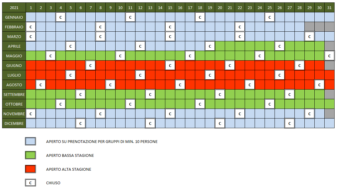 Calendario Apertura Parco degli Elfi